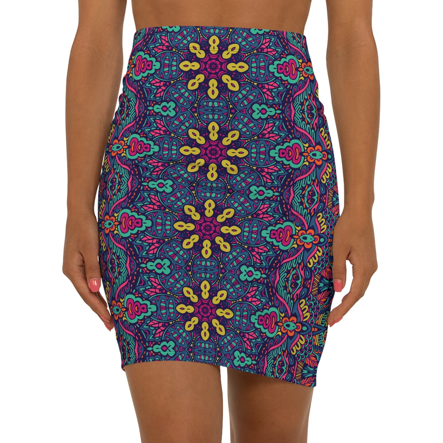 Ethnic Print Pattern | Women's Mid-Waist Pencil Skirt (AOP)