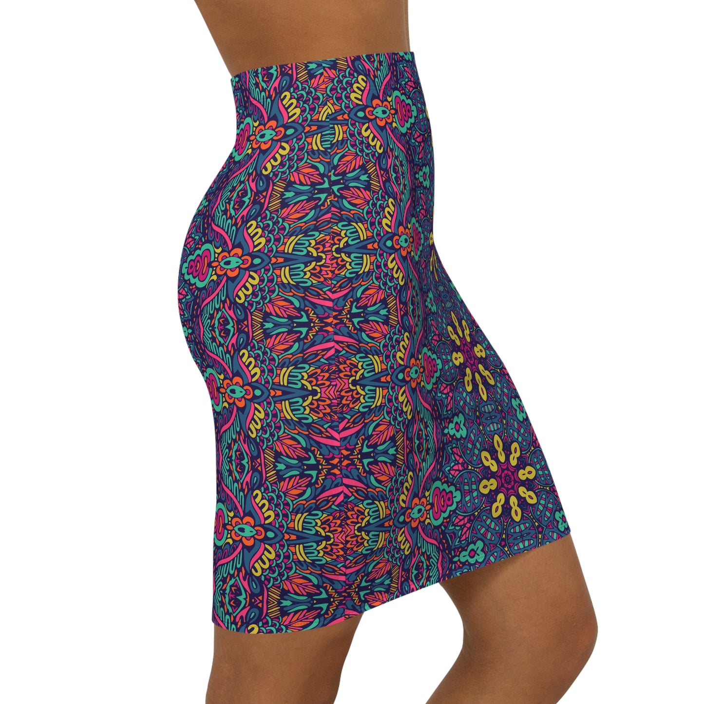 Ethnic Print Pattern | Women's Mid-Waist Pencil Skirt (AOP)