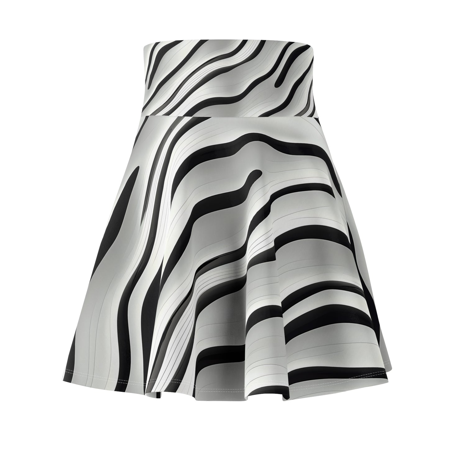 Black and White Wave Pattern | Women's Skater Skirt (AOP)