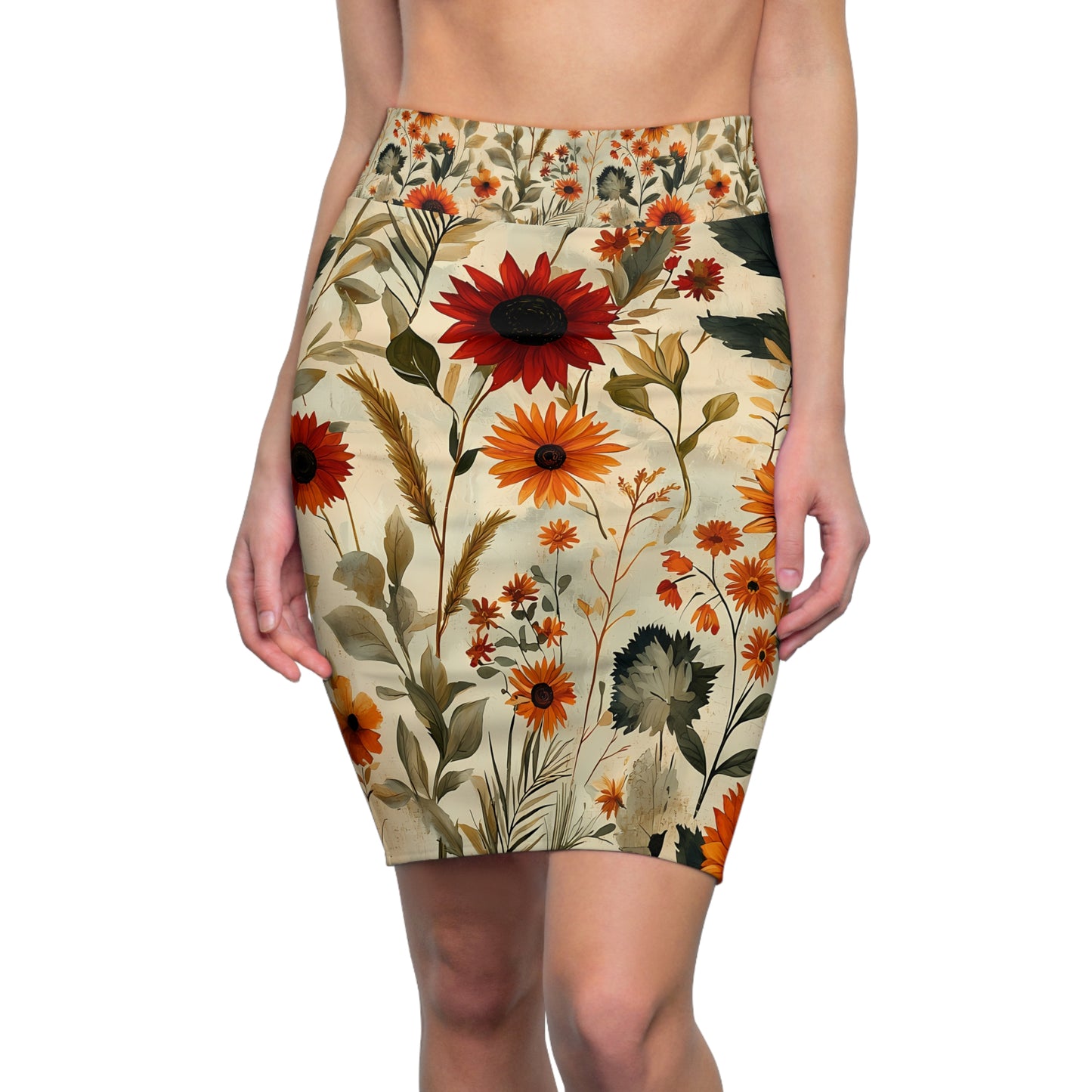 Wild & Free: Nature's Boho Women's Pencil Skirt (AOP)