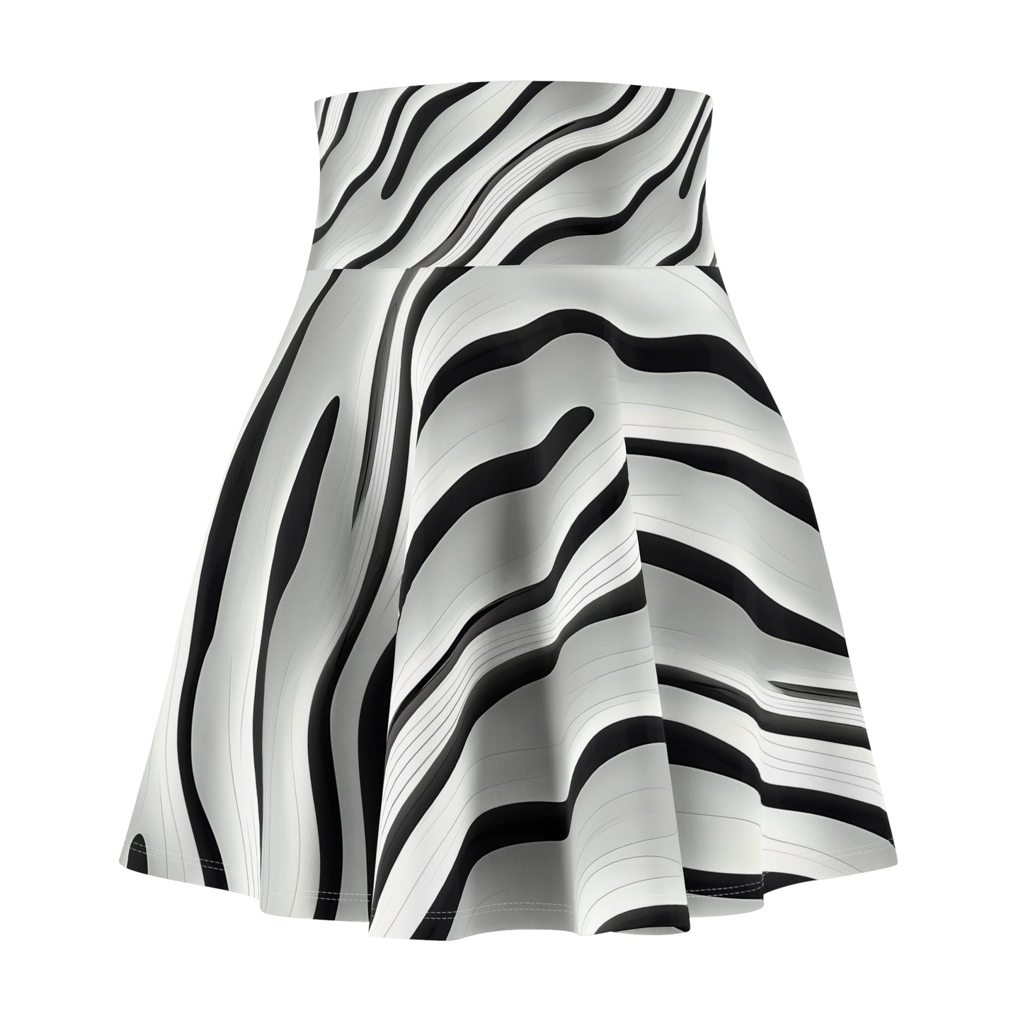 Black and White Wave Pattern | Women's Skater Skirt (AOP)