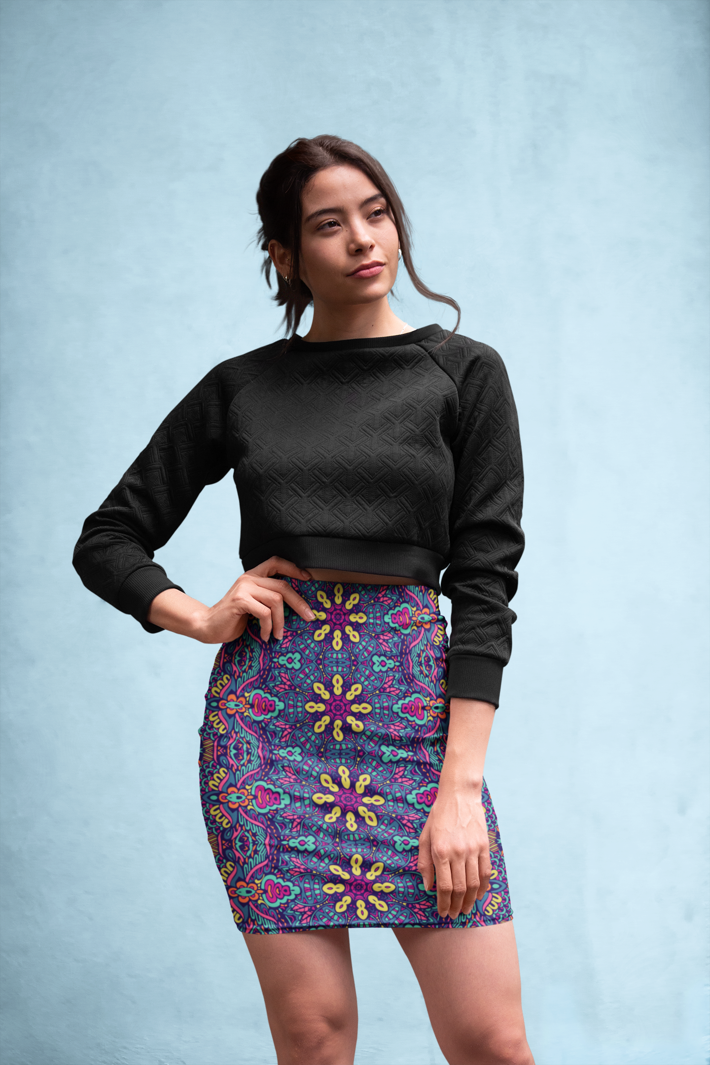 Ethnic Print Pattern | Women's Mid-Waist Pencil Skirt (AOP)