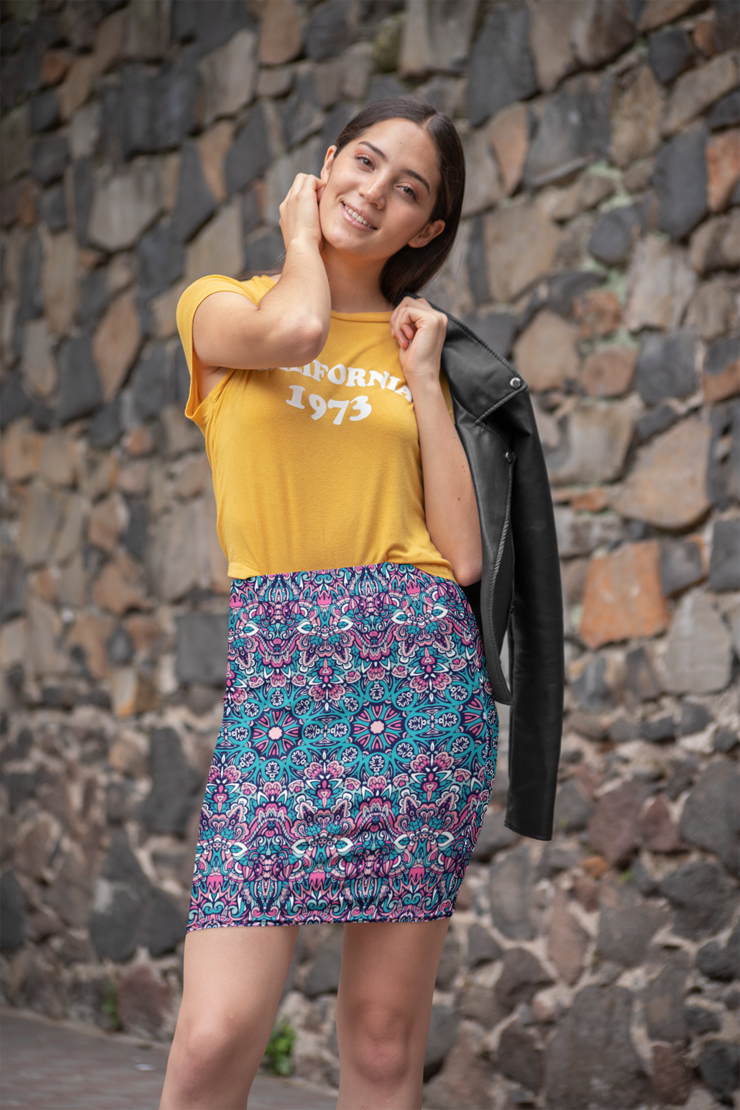 Ethnic Print Pattern | Women's Mid-Waist Pencil Skirt (AOP)