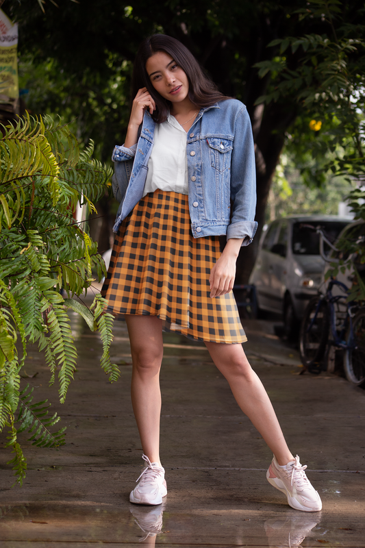 Plaid Print | Women's Skater Skirt (AOP)