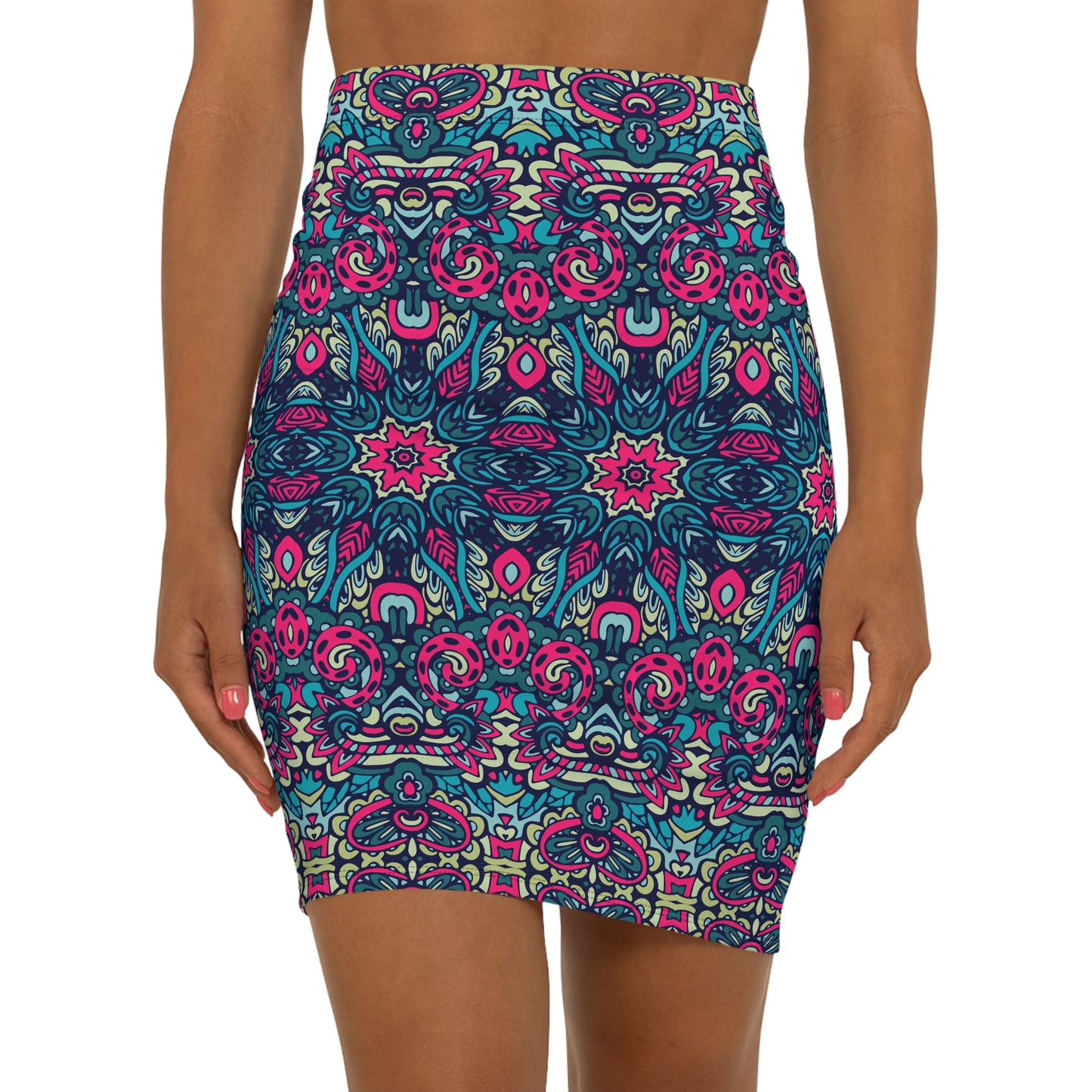 Ethnic Print Pattern | Women's Mid-Waist Pencil Skirt (AOP)