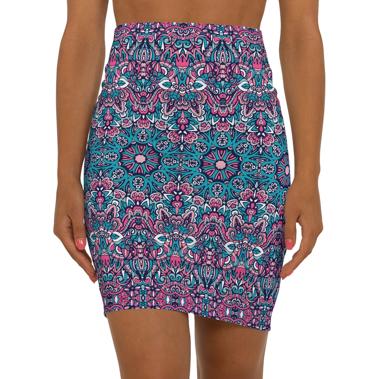 Ethnic Print Pattern | Women's Mid-Waist Pencil Skirt (AOP)