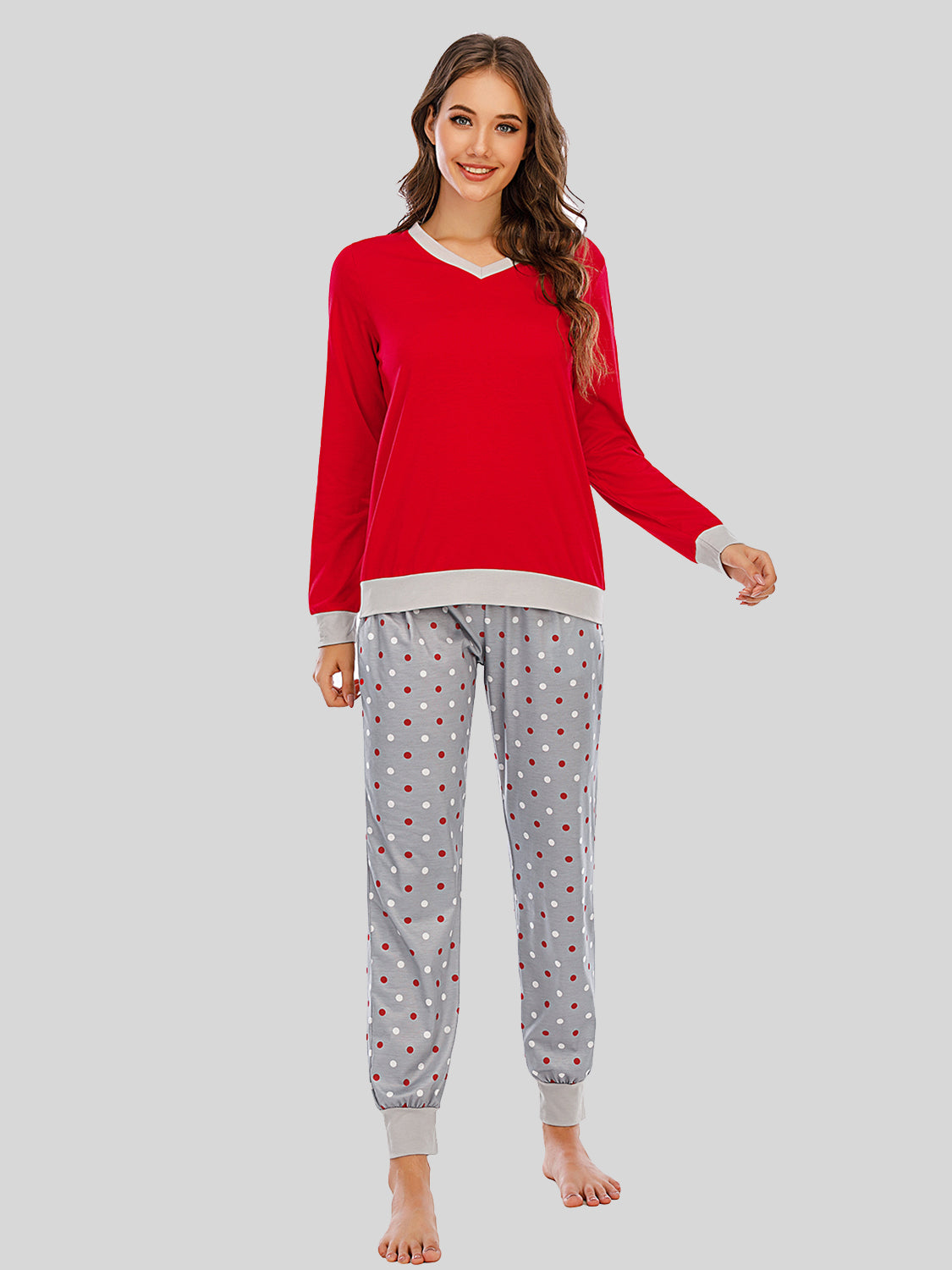 Long Sleeve Top and Polka Dot Pants Set