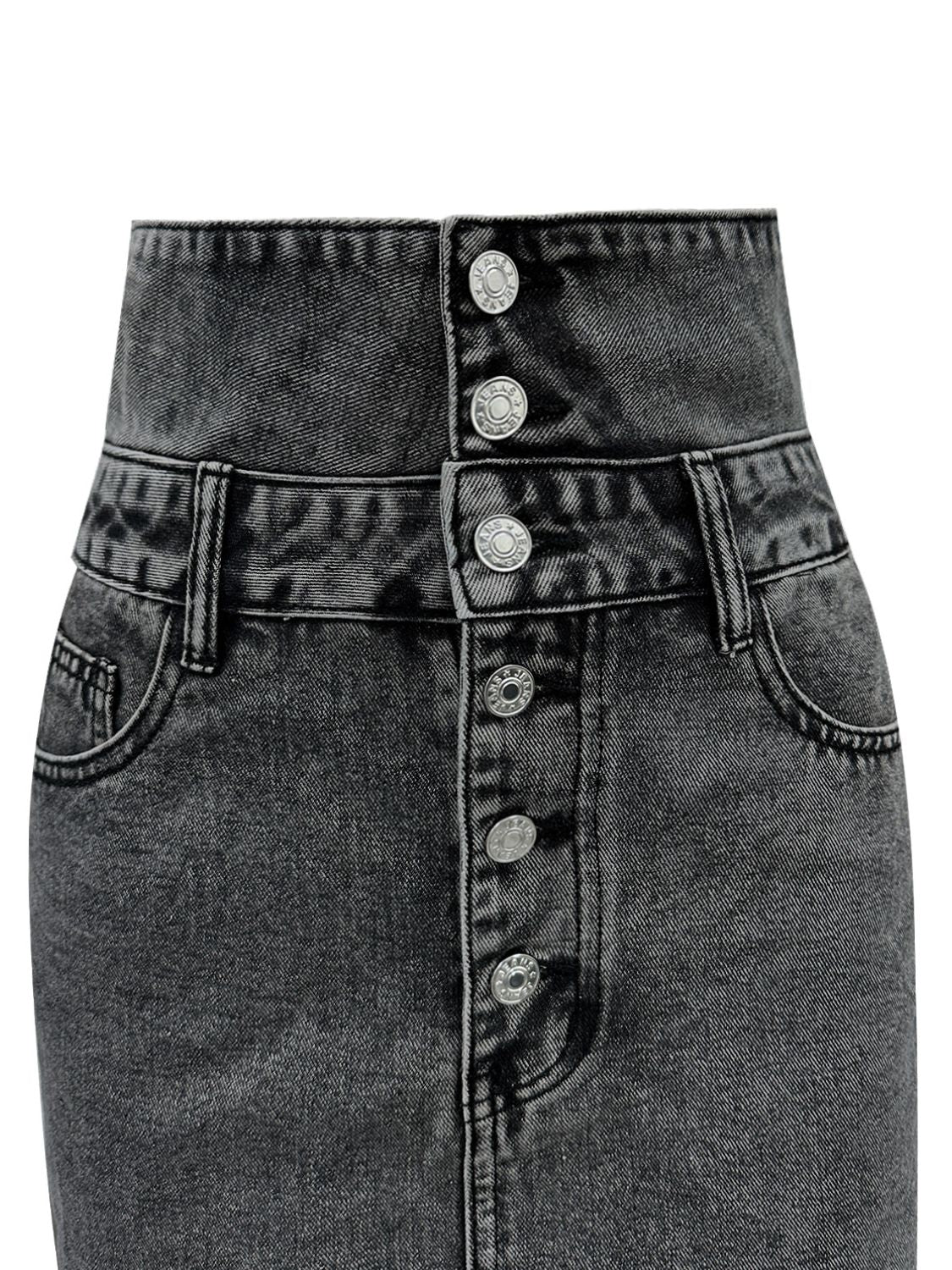 Raw Hem High Waist Denim Skirt